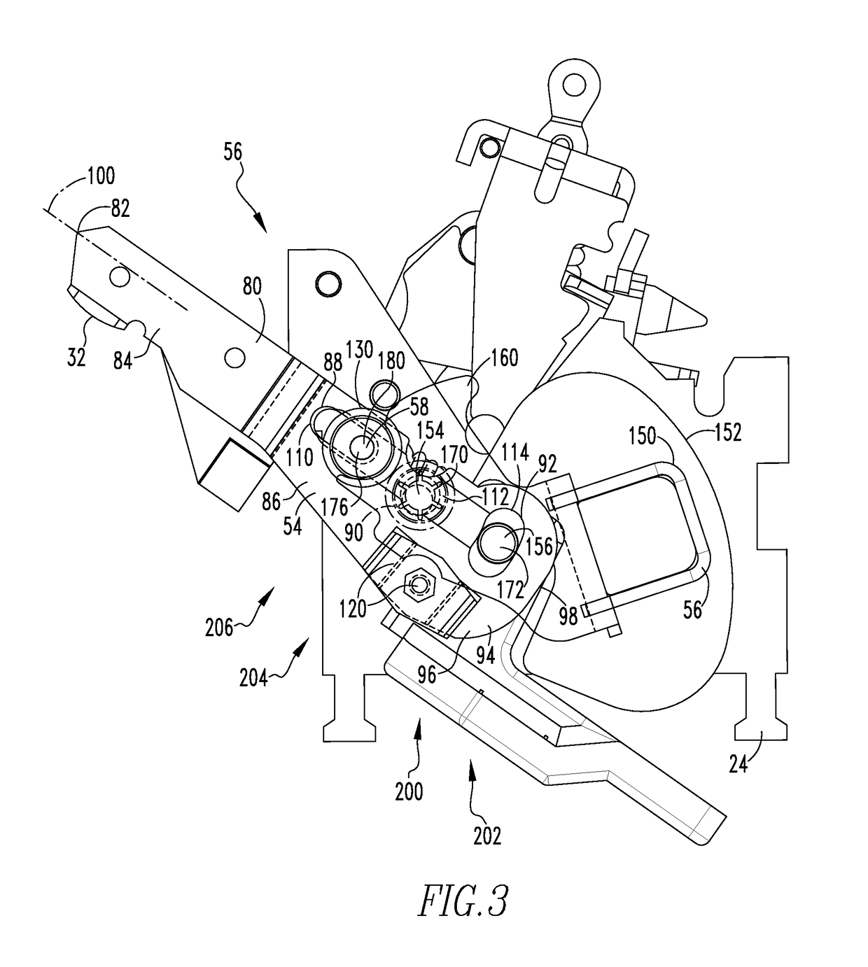 Articulated clinch joint for molded case circuit breaker