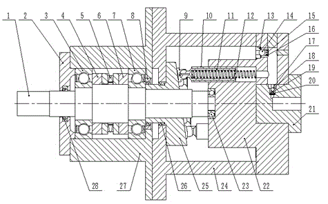 Inclined-disc-rotating internally-disposed valve flow distribution axial plunger pump