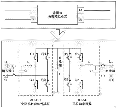 Anti-islanding protection test circuit and method based on constant impedance load simulation