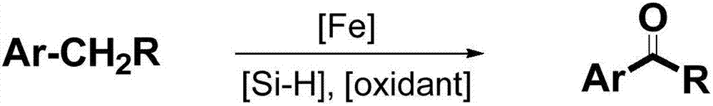 Method for synthesizing aromatic aldehyde, aromatic ketone and aromatic ester through catalytically oxidizing alkyl aromatic compound by iron