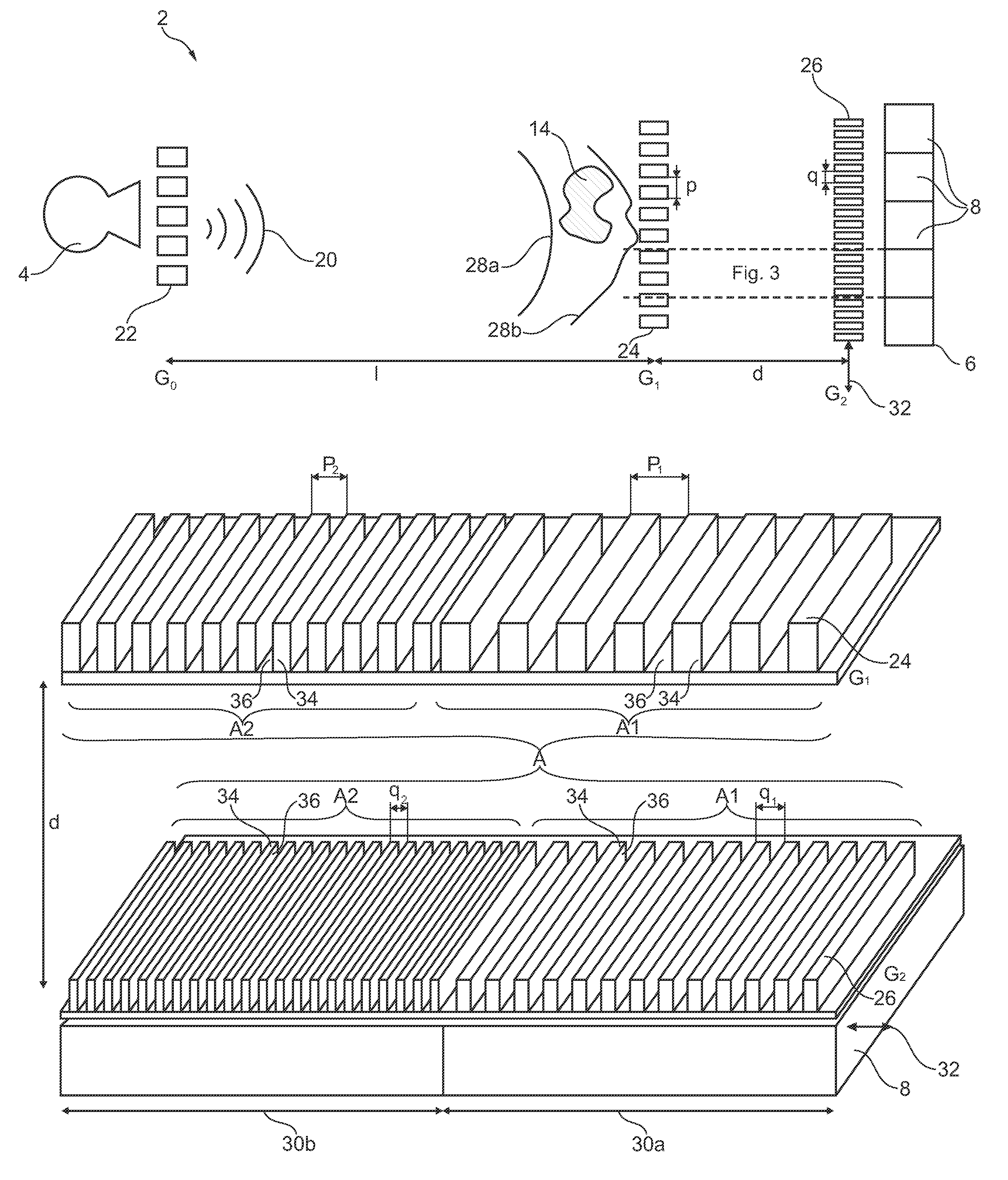 Differential phase-contrast imaging with improved sampling