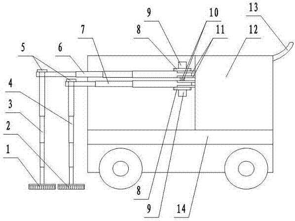 Side-mounted mopping machine capable of automatically cleaning mopping cloths