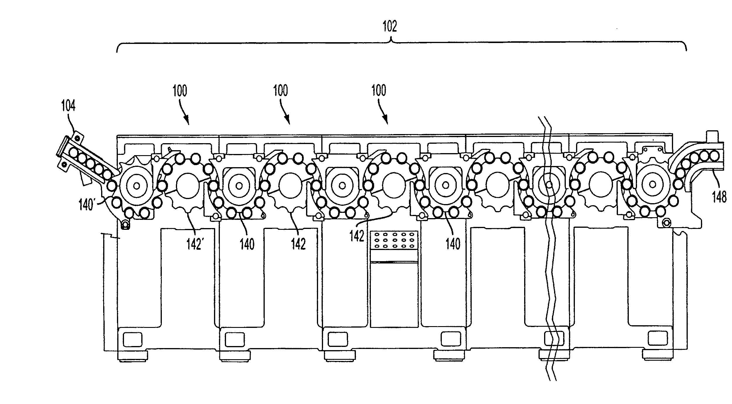 Quick change over apparatus for machine line