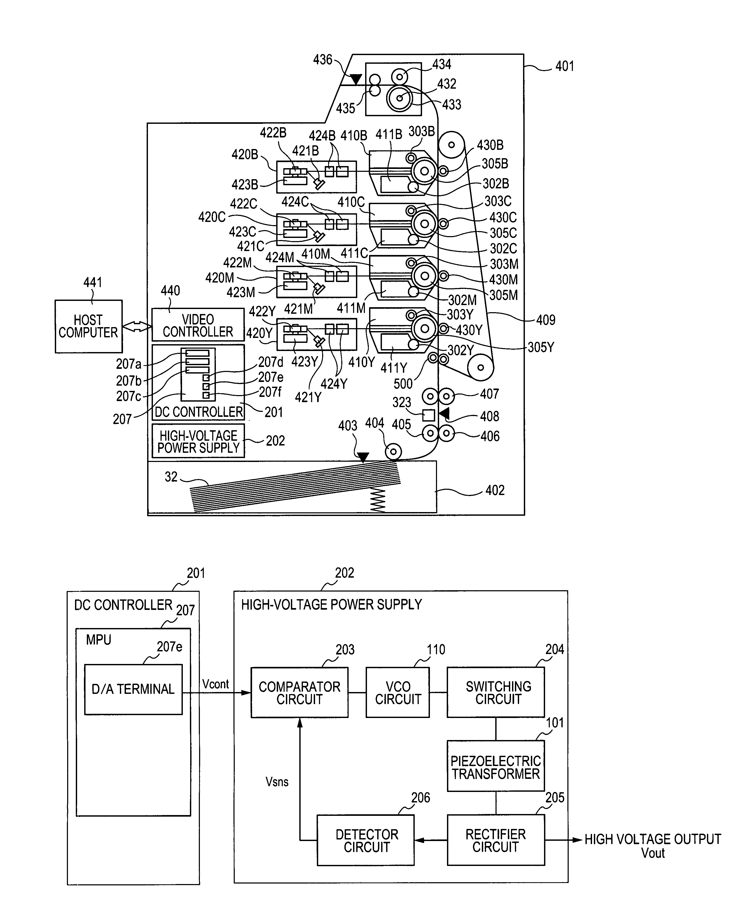 Image forming apparatus utilizing a piezoelectric-transformer high-voltage power supply and method for controlling the same