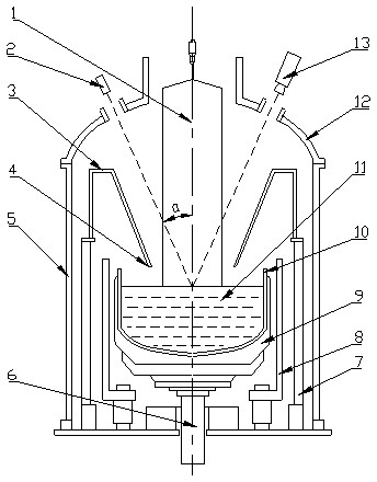 Measuring method for relative liquid level position of silicon melt in Czochralski silicon single crystal furnace