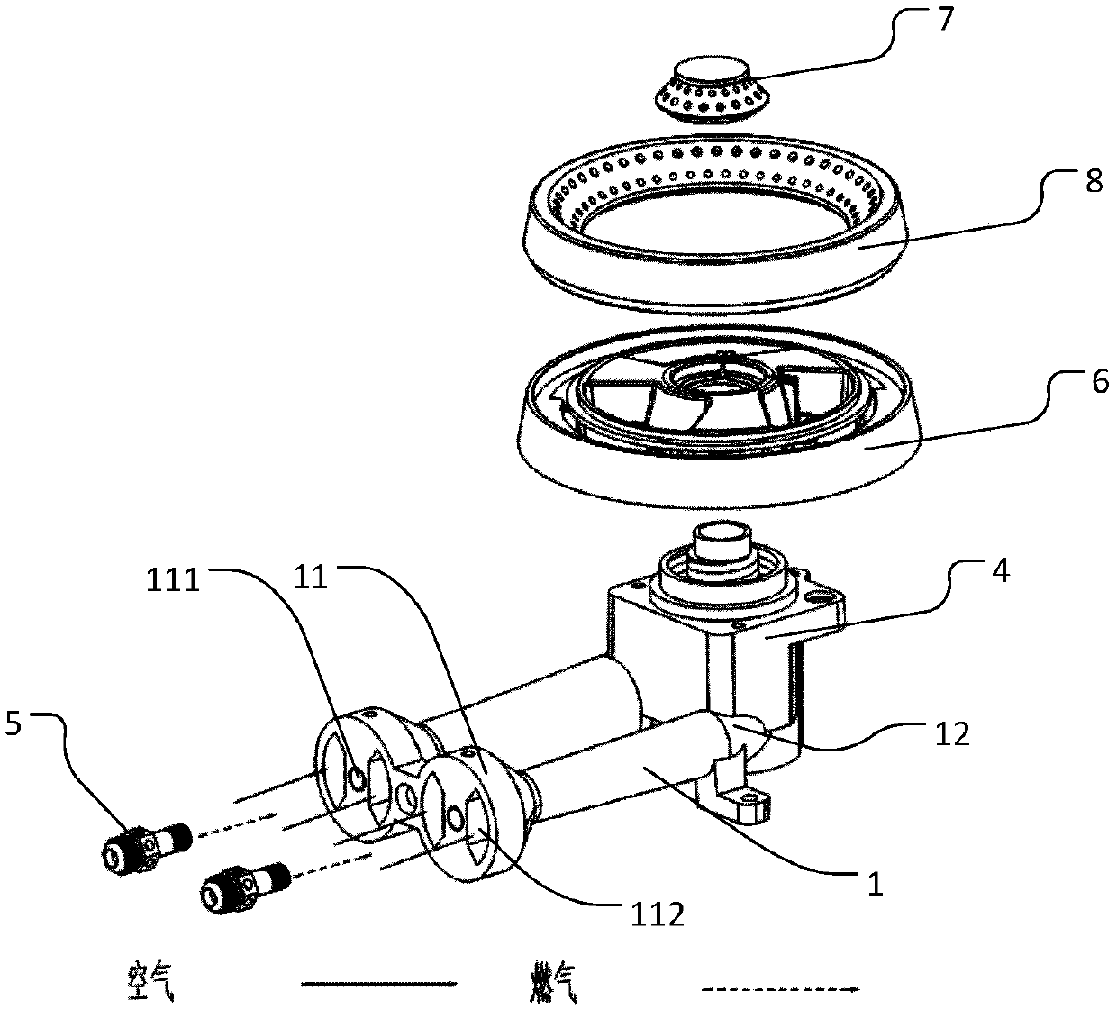 Burner and gas burning device