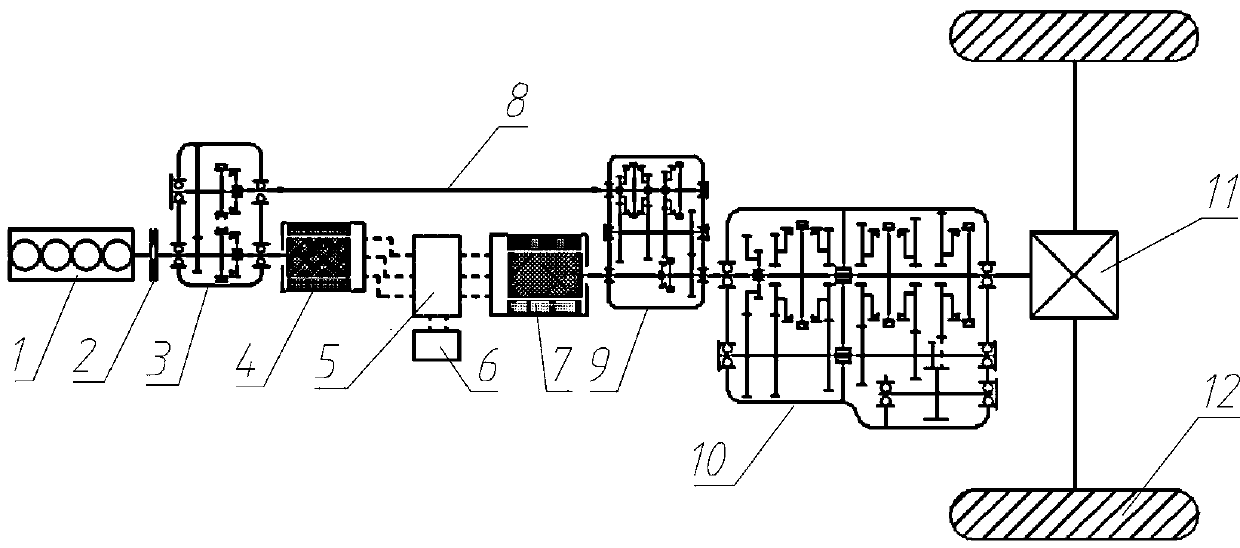 Tandem type hybrid power driving system and tractor with same