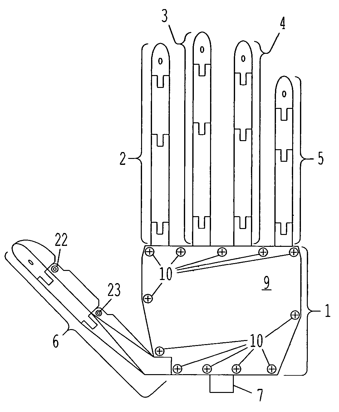 Prosthetic hand having a conformal, compliant grip and opposable, functional thumb