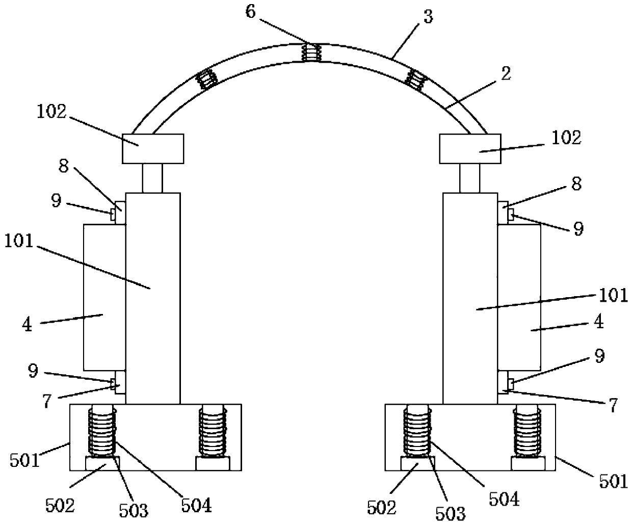 Protective device for blasting construction vibration of underpass tunnel