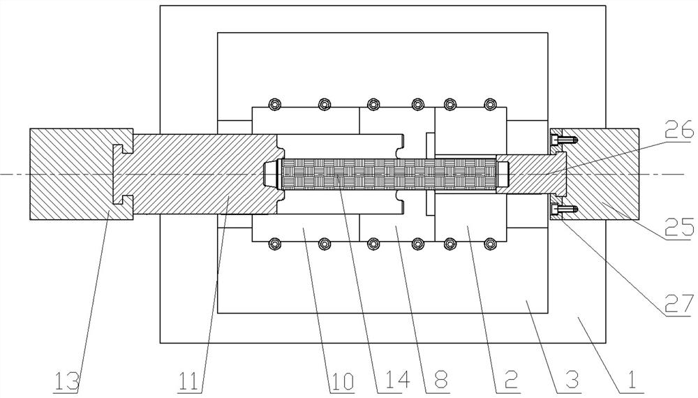 A long-axis gear precision forming device with a boss