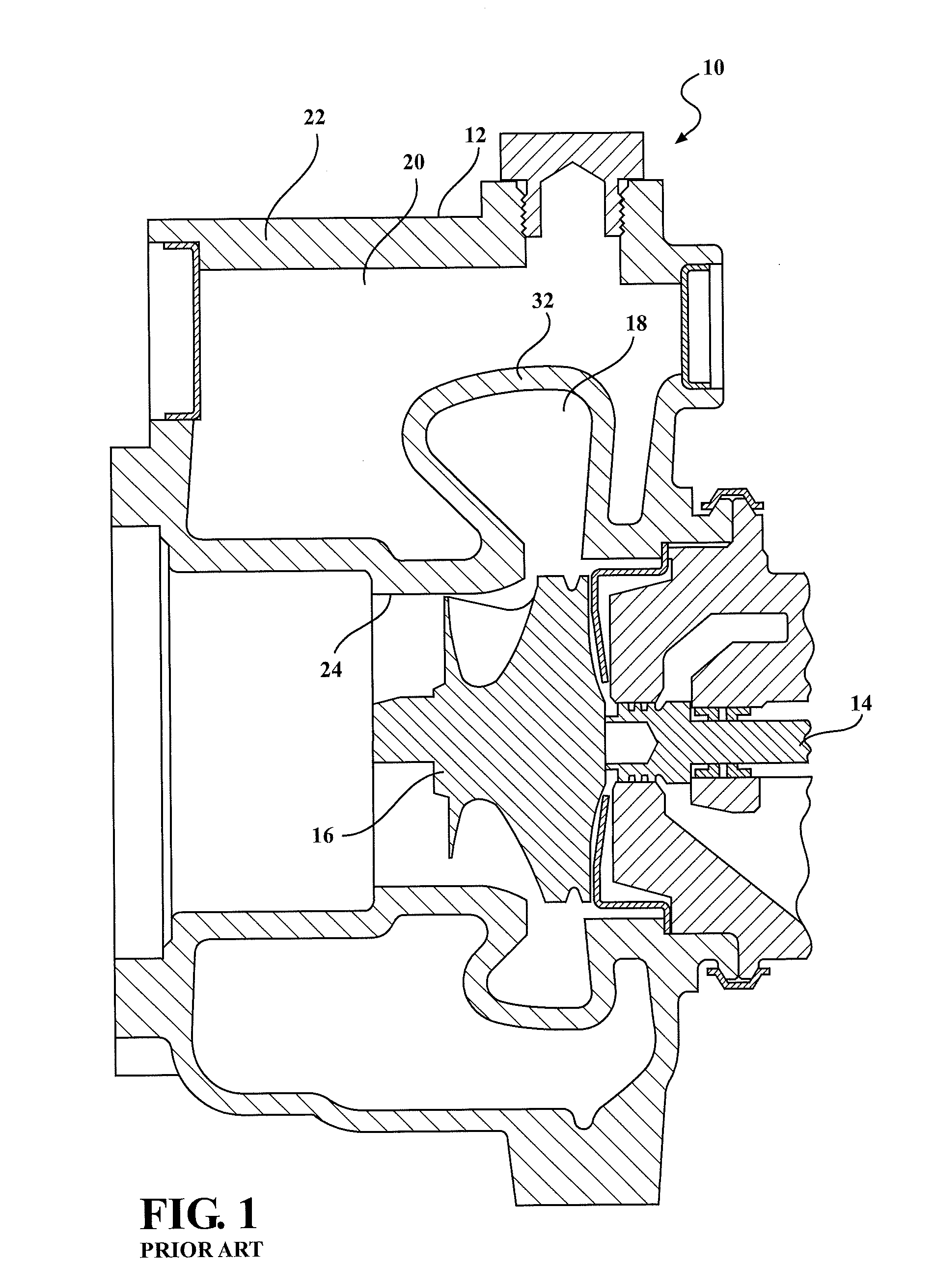 Liquid-cooled turbine housing with intermediate chamber