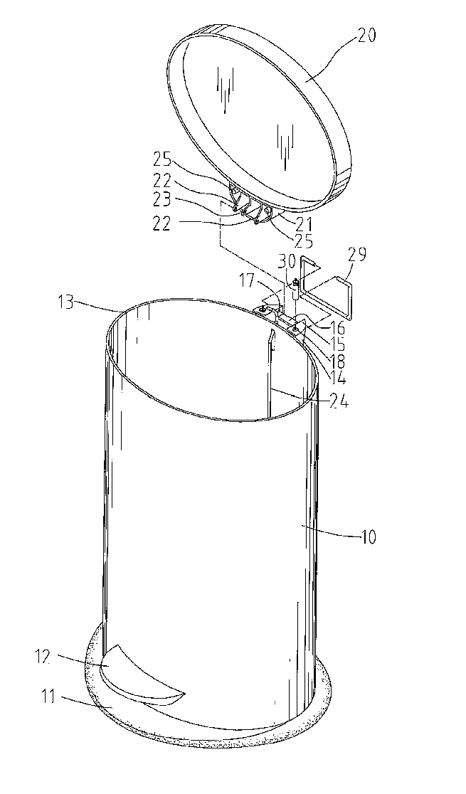 Waste container with buffering device