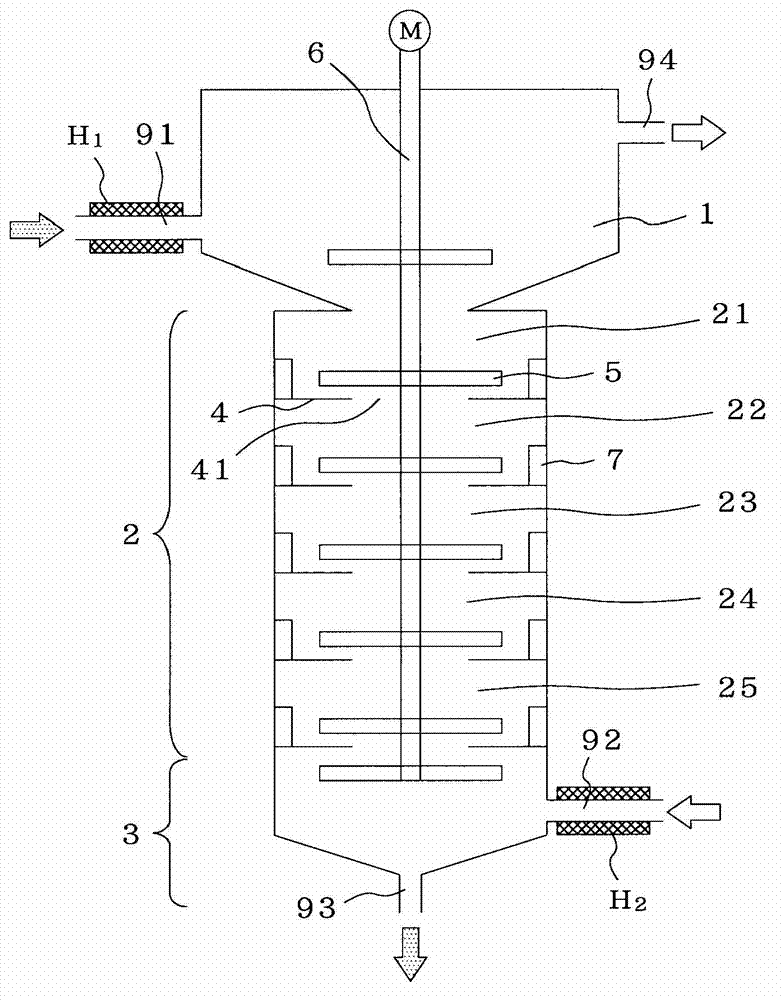 Vertical countercurrent solid-liquid contact method, method for washing solid particles, method for producing polyarylene sulfide, and device therefor