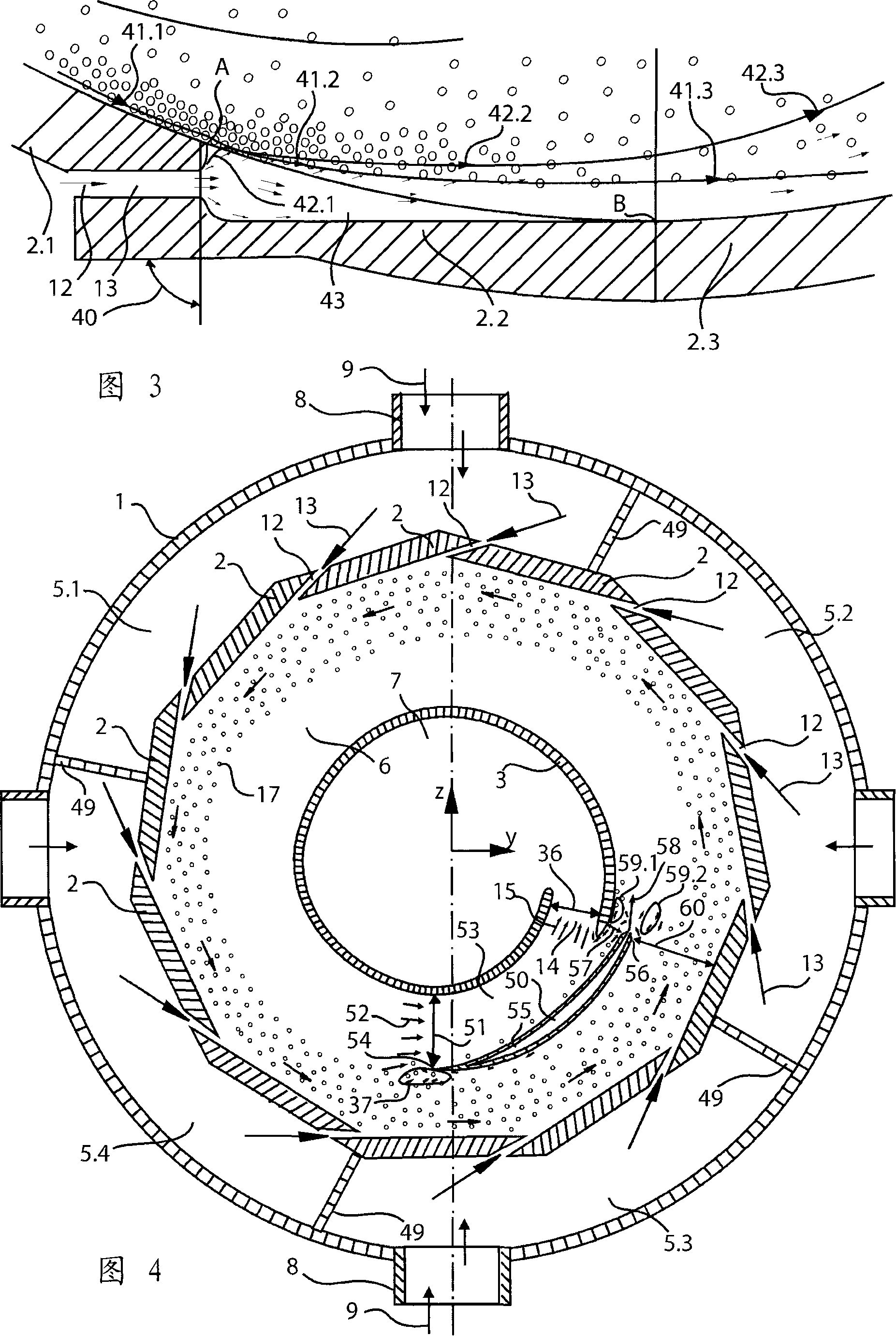 Rotary fluidized bed device and using method thereof