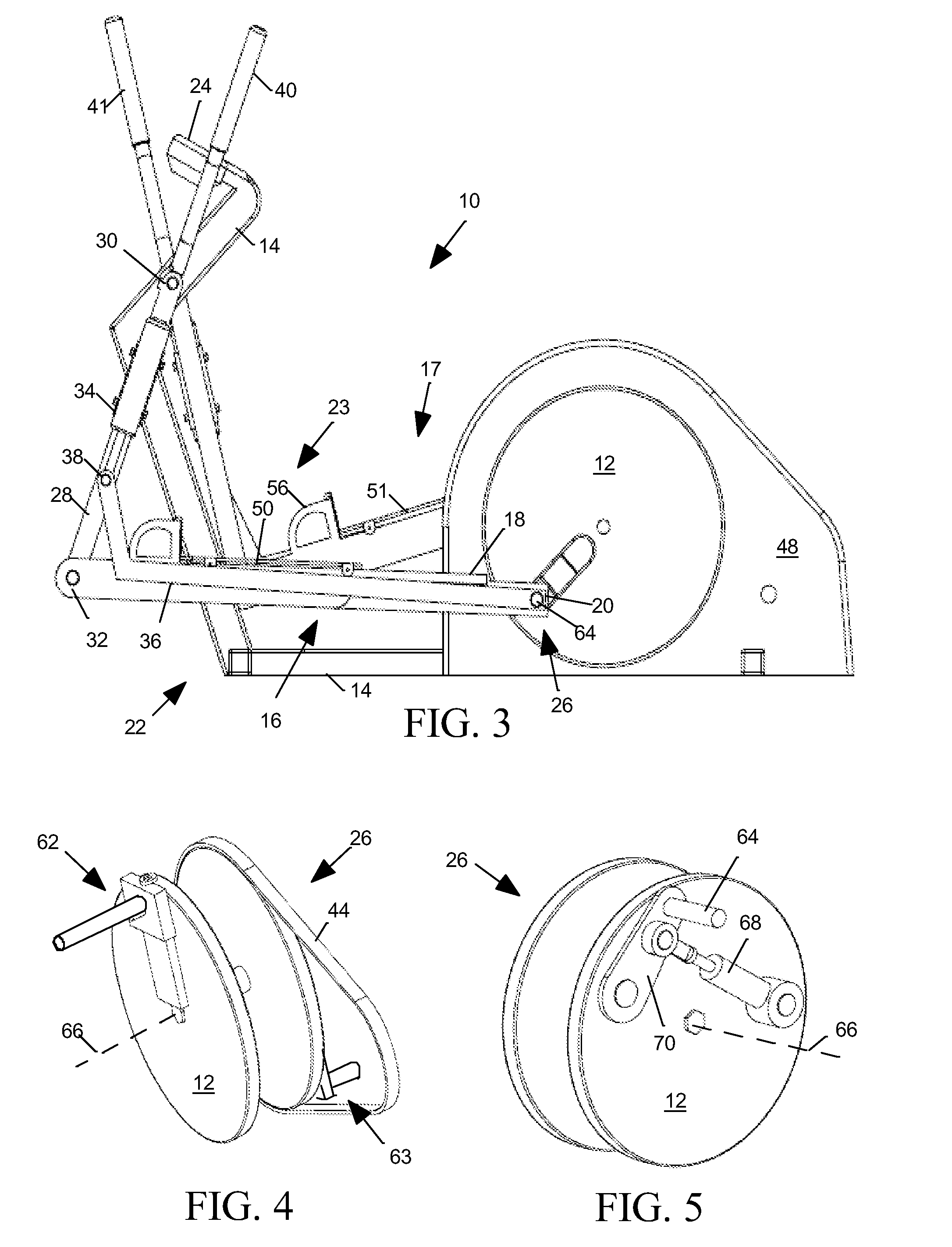 Exercise apparatus with automatically adjustable foot motion