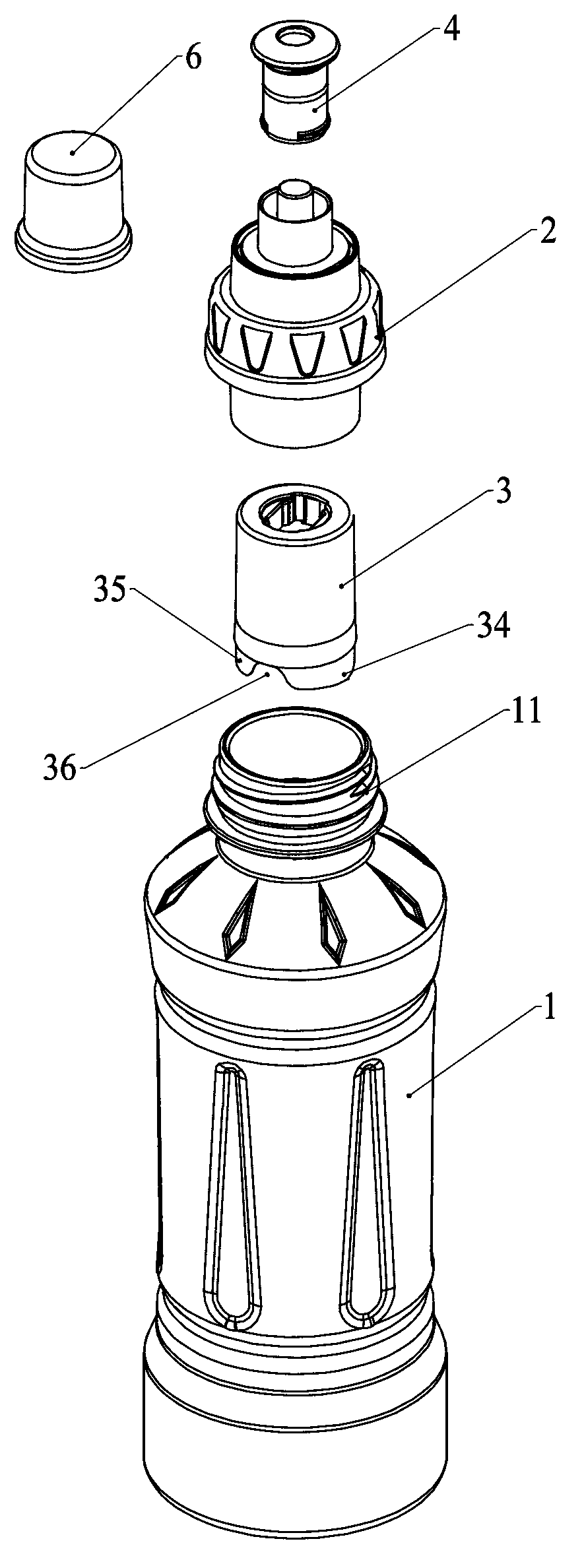 Beverage bottle with stored solute