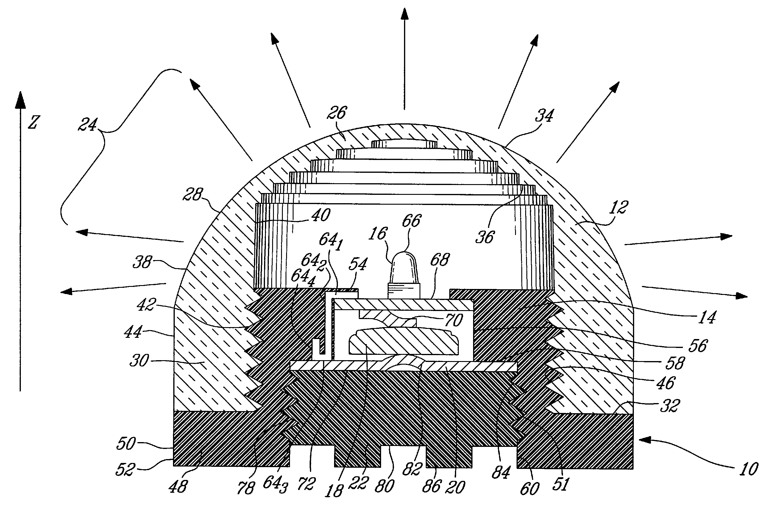 Light emitting and receiving device