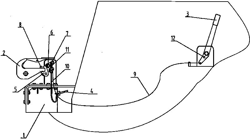 Release structure of free fall style lifeboat