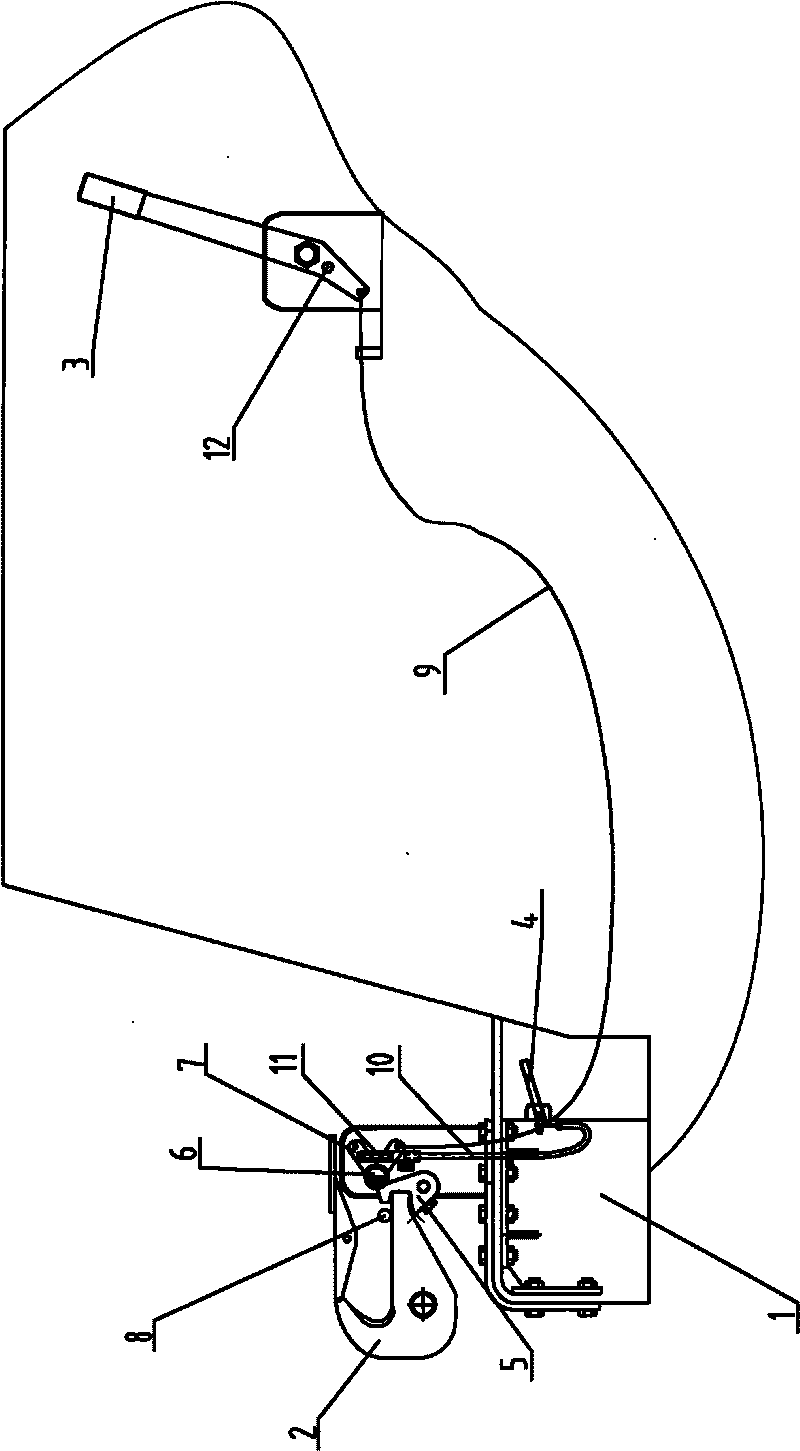 Release structure of free fall style lifeboat