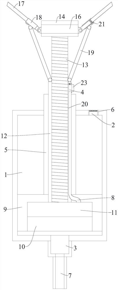 Hydraulic adjusting device with hidden adjusting support