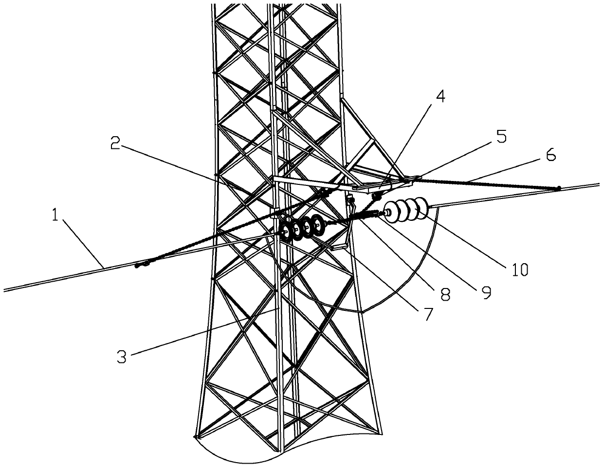 A force-bearing device for replacing the main material of the cross-arm of the tension tower of a transmission line and its use method