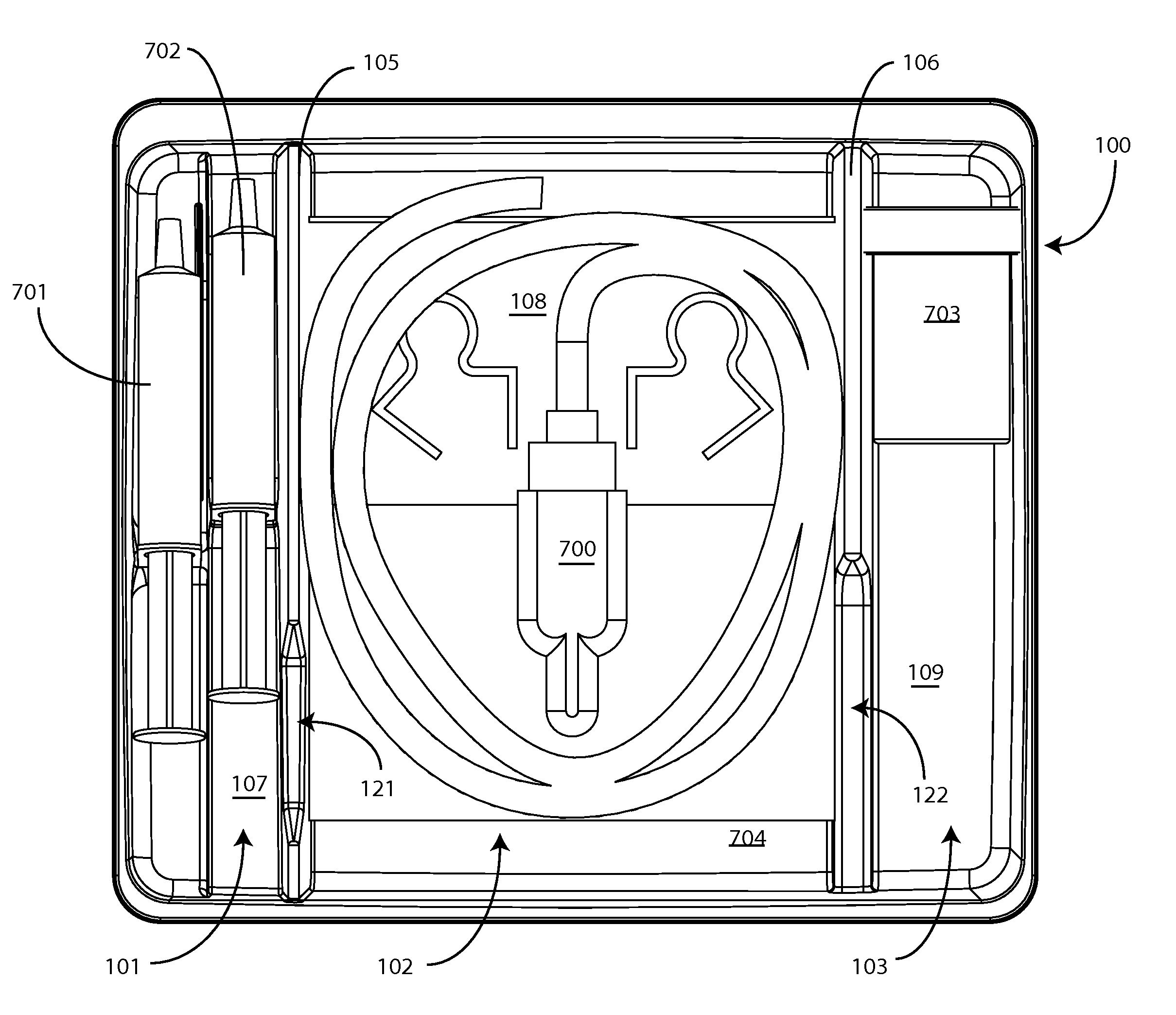 Catheter Tray, Packaging System, and Associated Methods