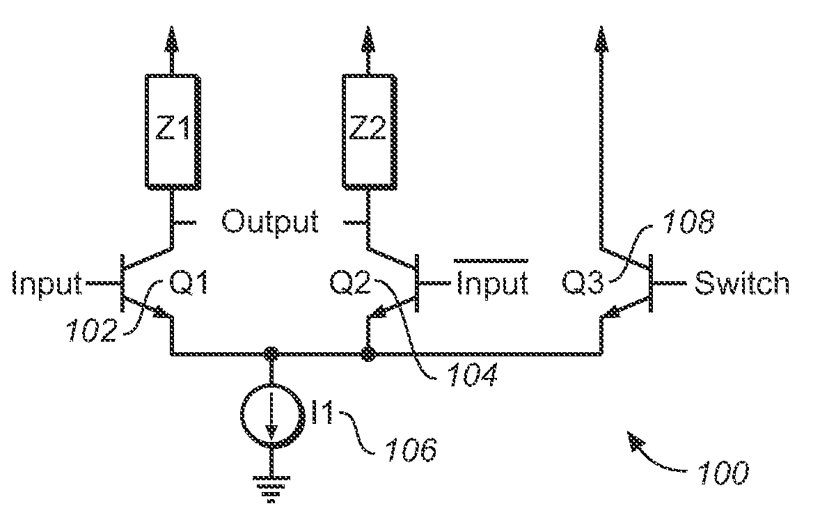 Fast switch for controlling a differential-pair amplifier