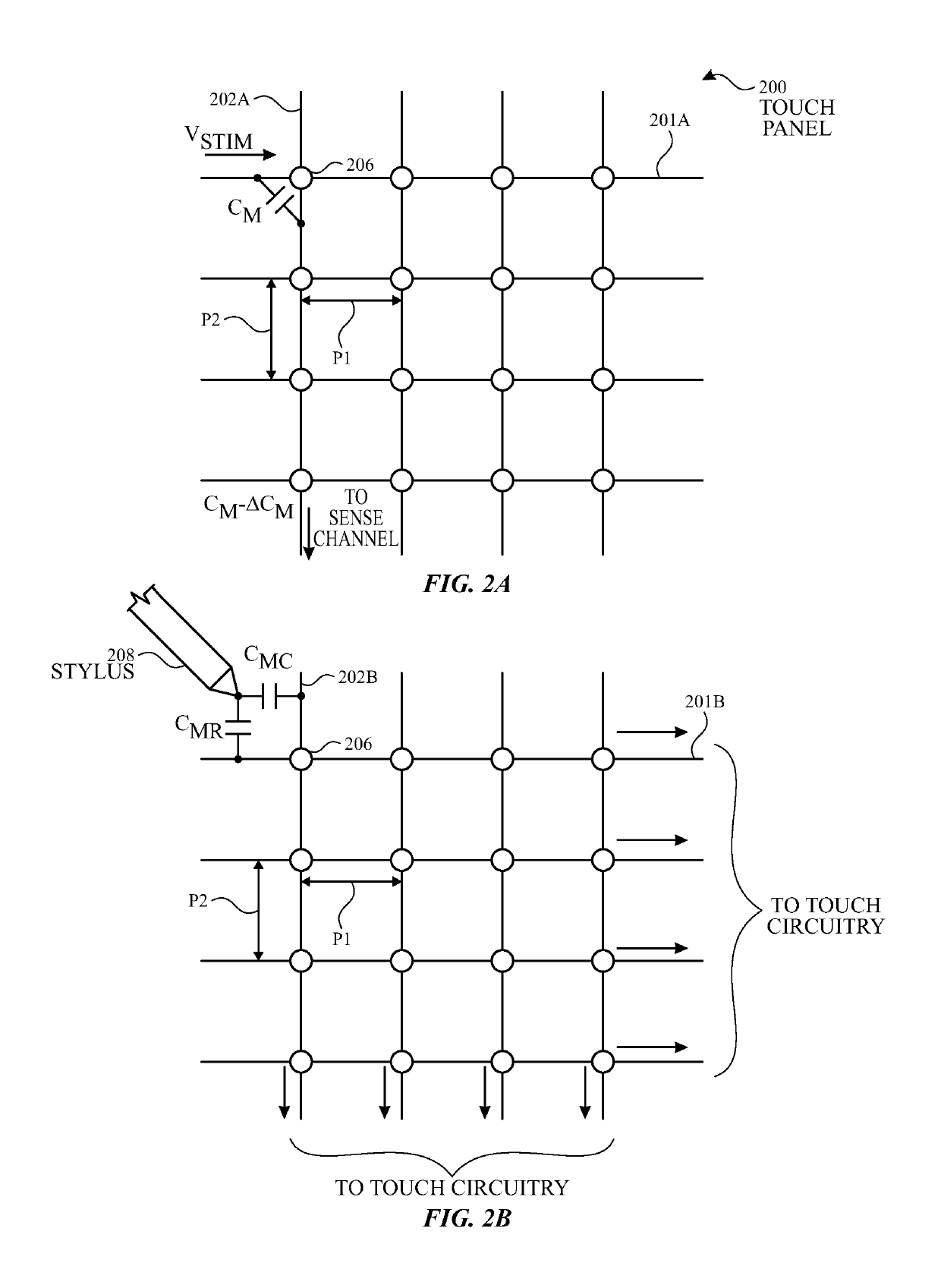 Merged floating pixels in a touch screen