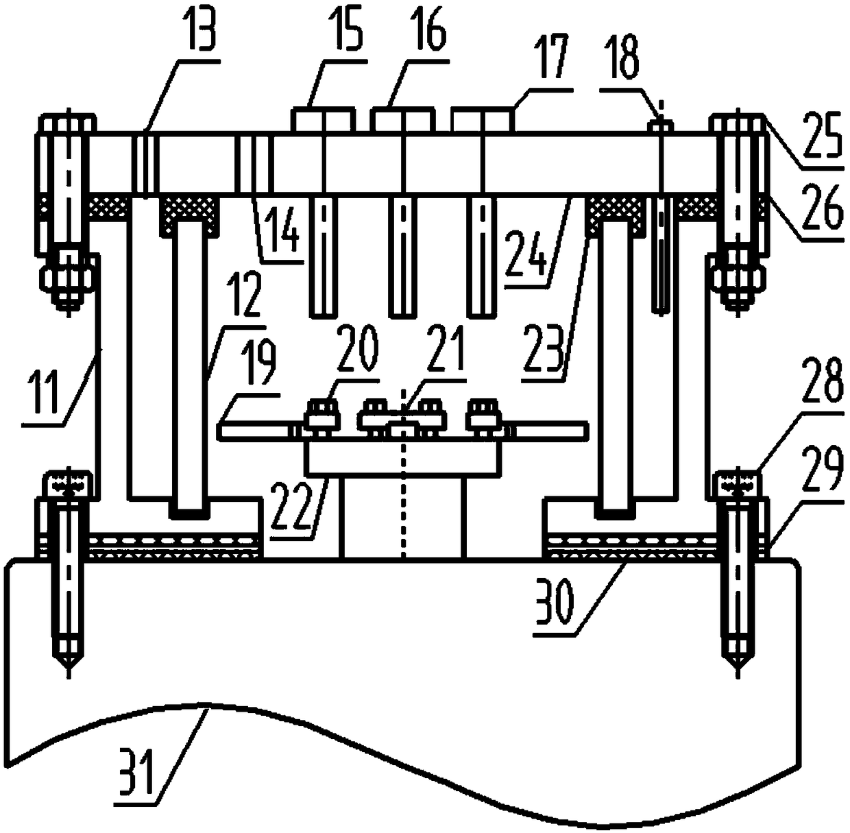 Vibration fatigue test device and method in high-pressure hydrogen environment