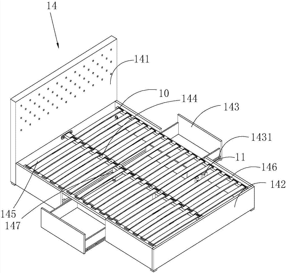 Bayonet connection structure and bed