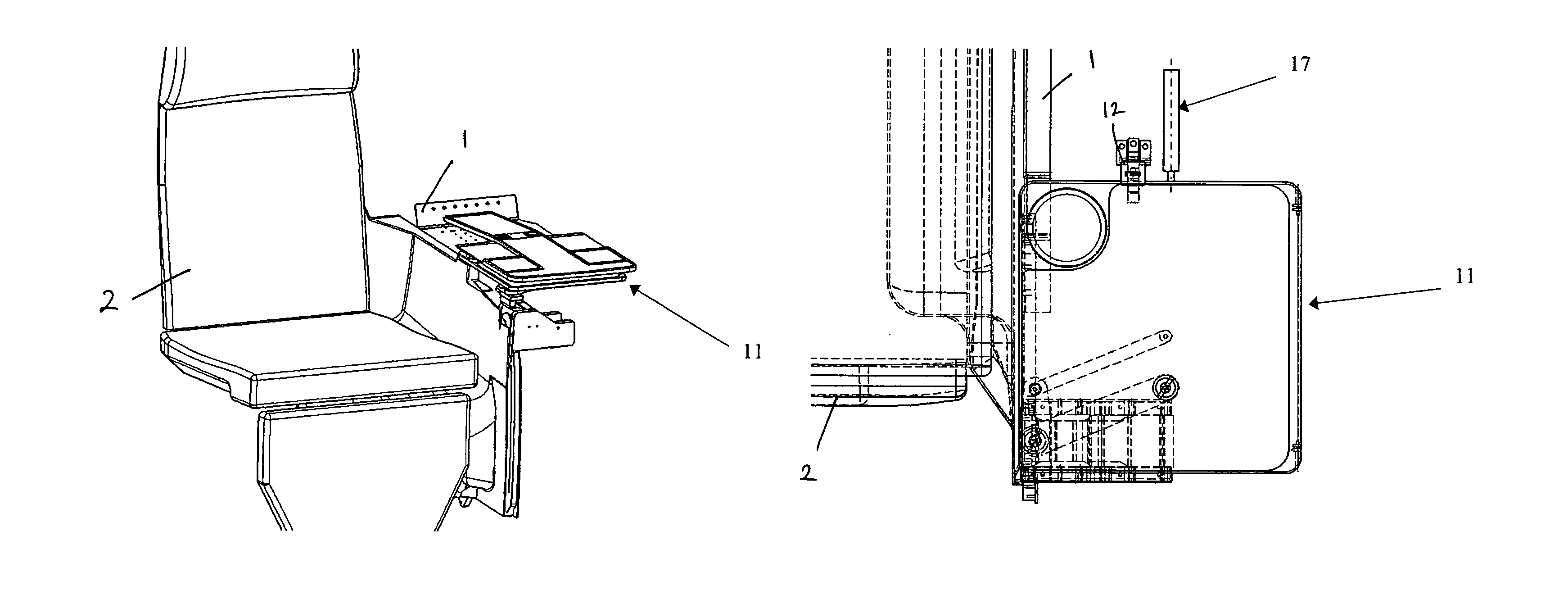 Table apparatus for a vehicle seat