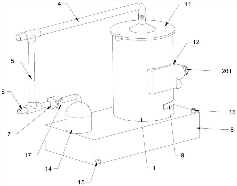 Comprehensive treatment device for dust-containing waste gas