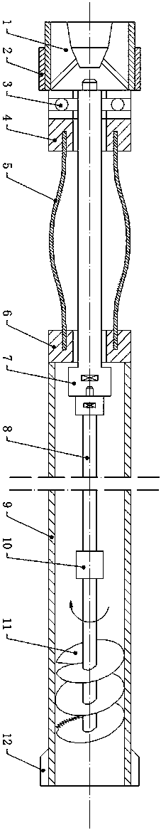 Deep-section and small-caliber underground rock slag salvaging tool