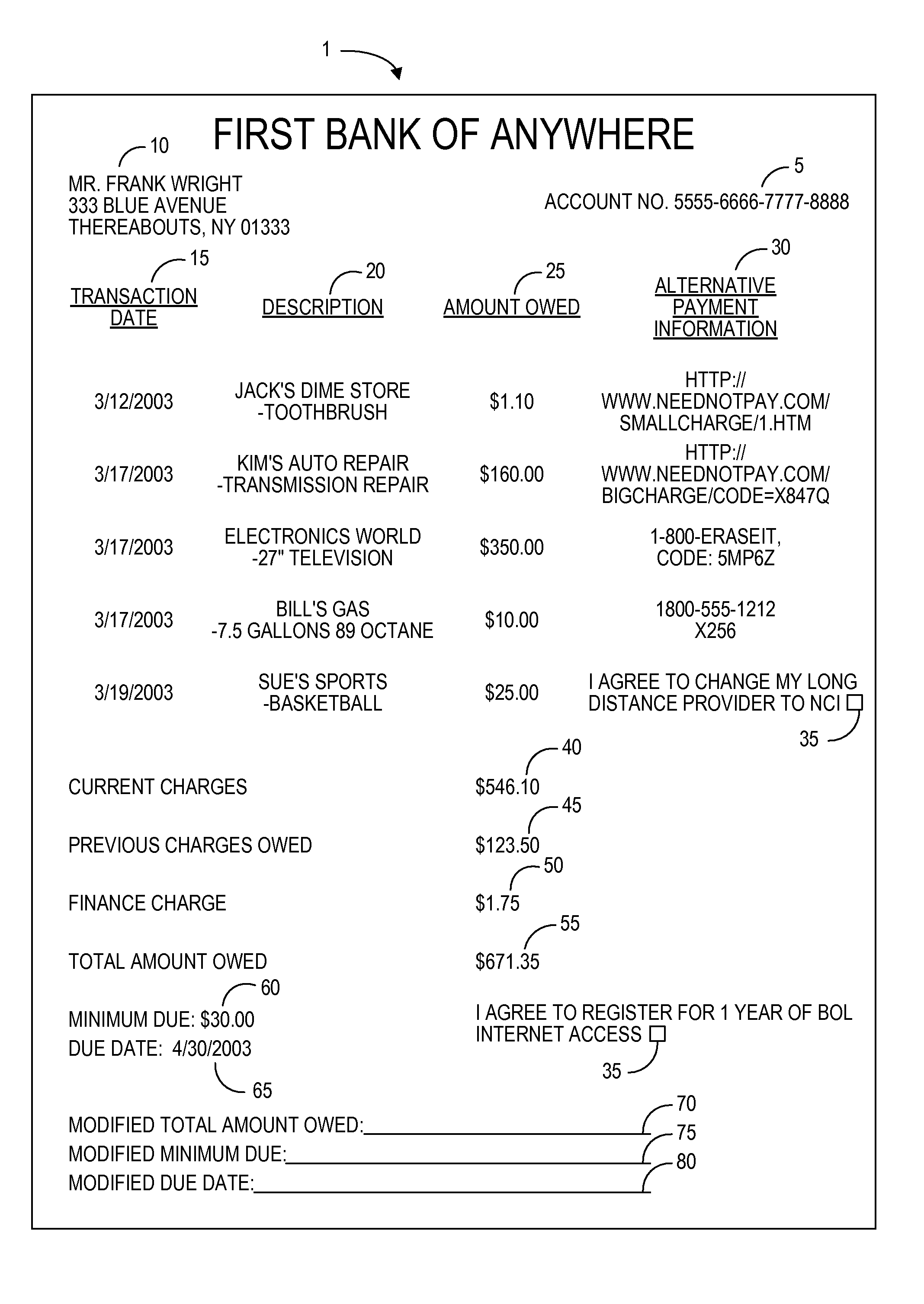 System for providing offers using a billing statement