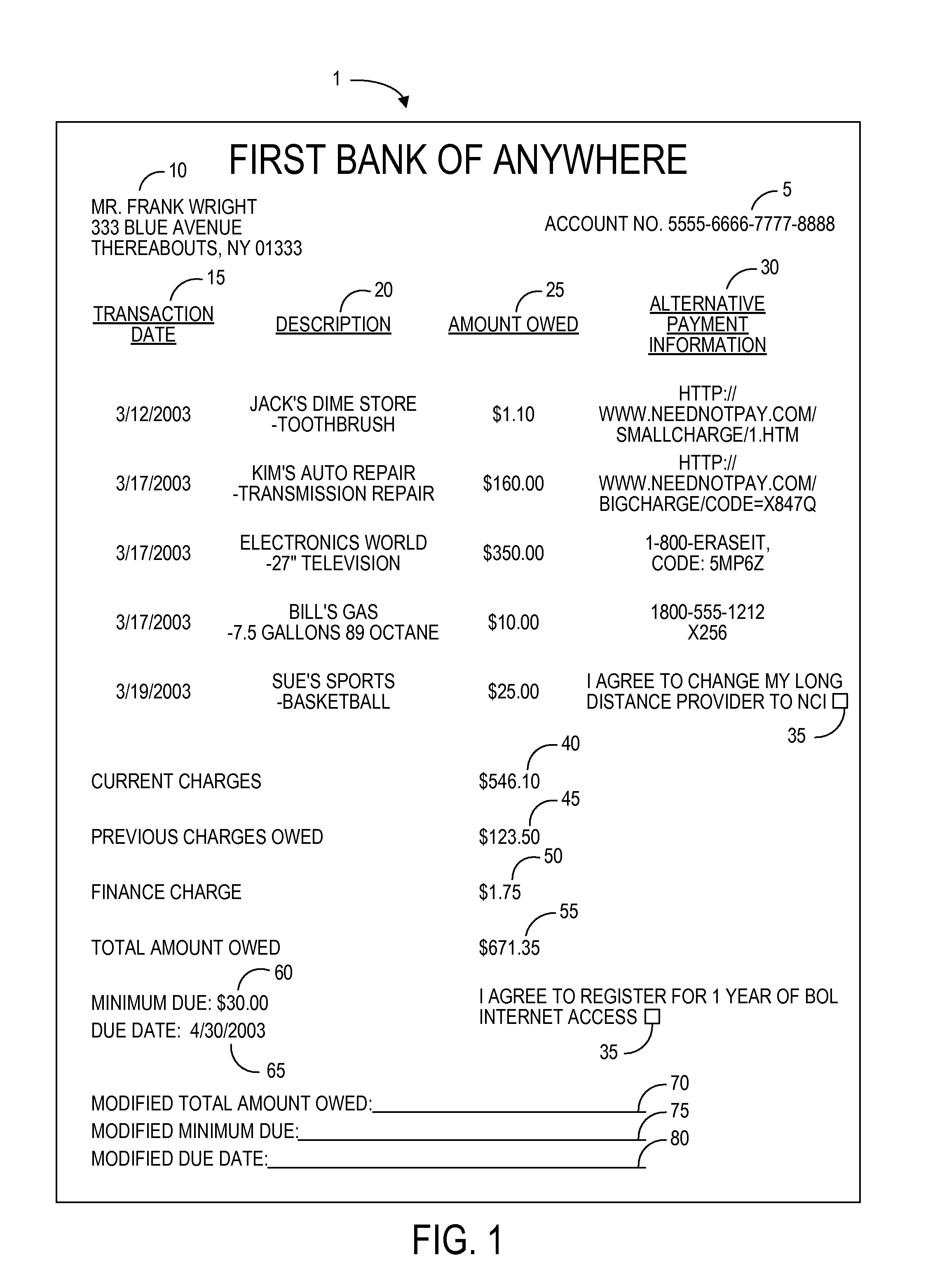 System for providing offers using a billing statement