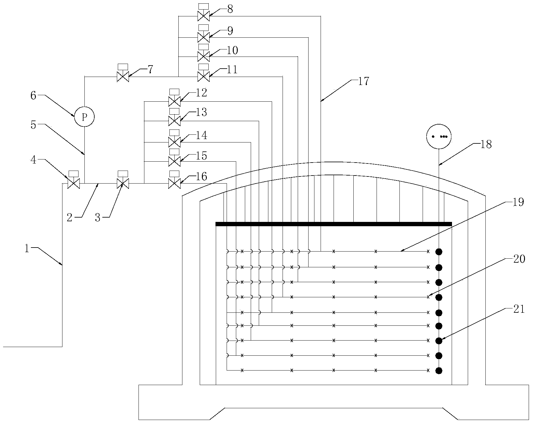 Liquid anti-rolling positioning charging and circulating device for liquefied natural gas storage tank