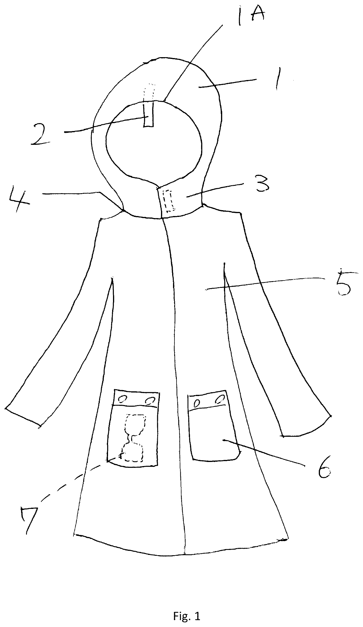 Hood, glasses holder for hood, and outerwear