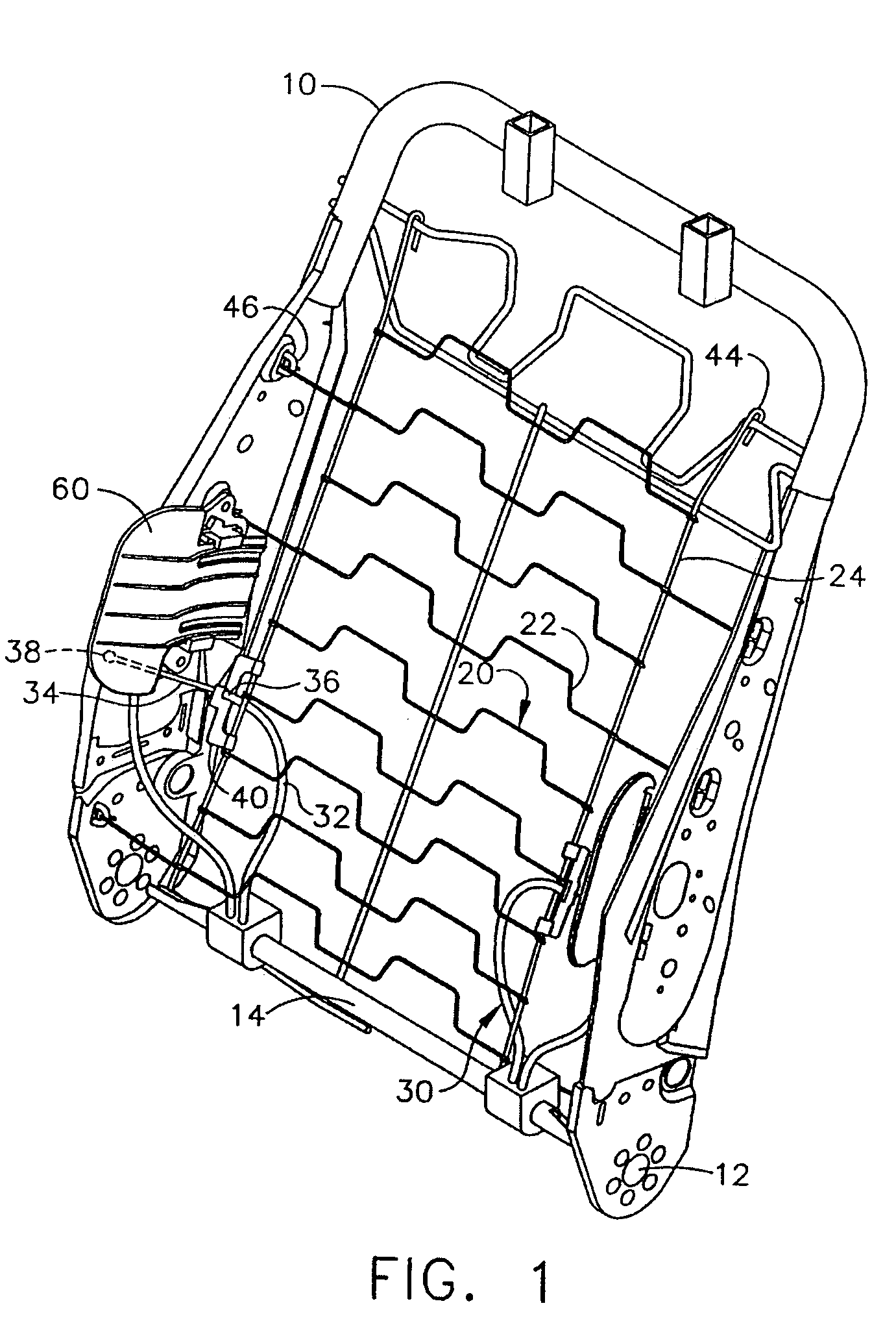 Automatically actuating ergonomic support system for a fold down seat