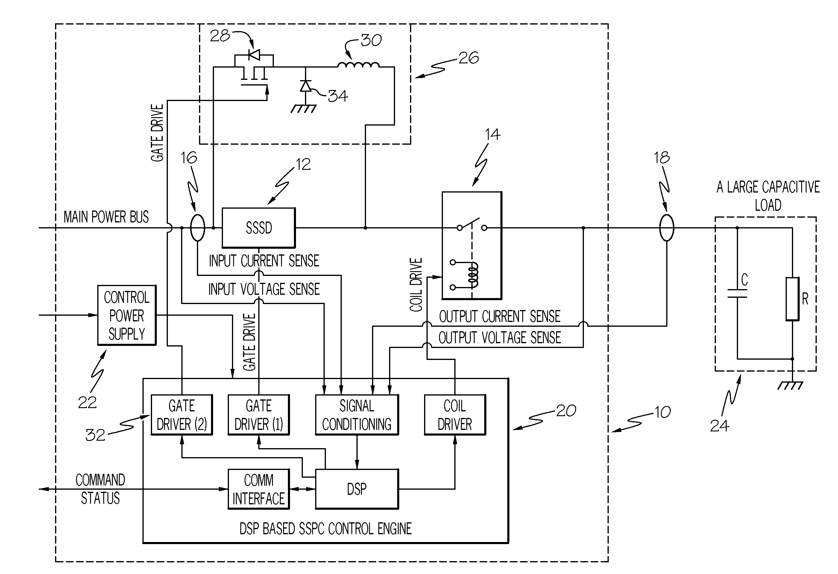 High power DC sspc with capability of soft turn-on to large capacitive loads