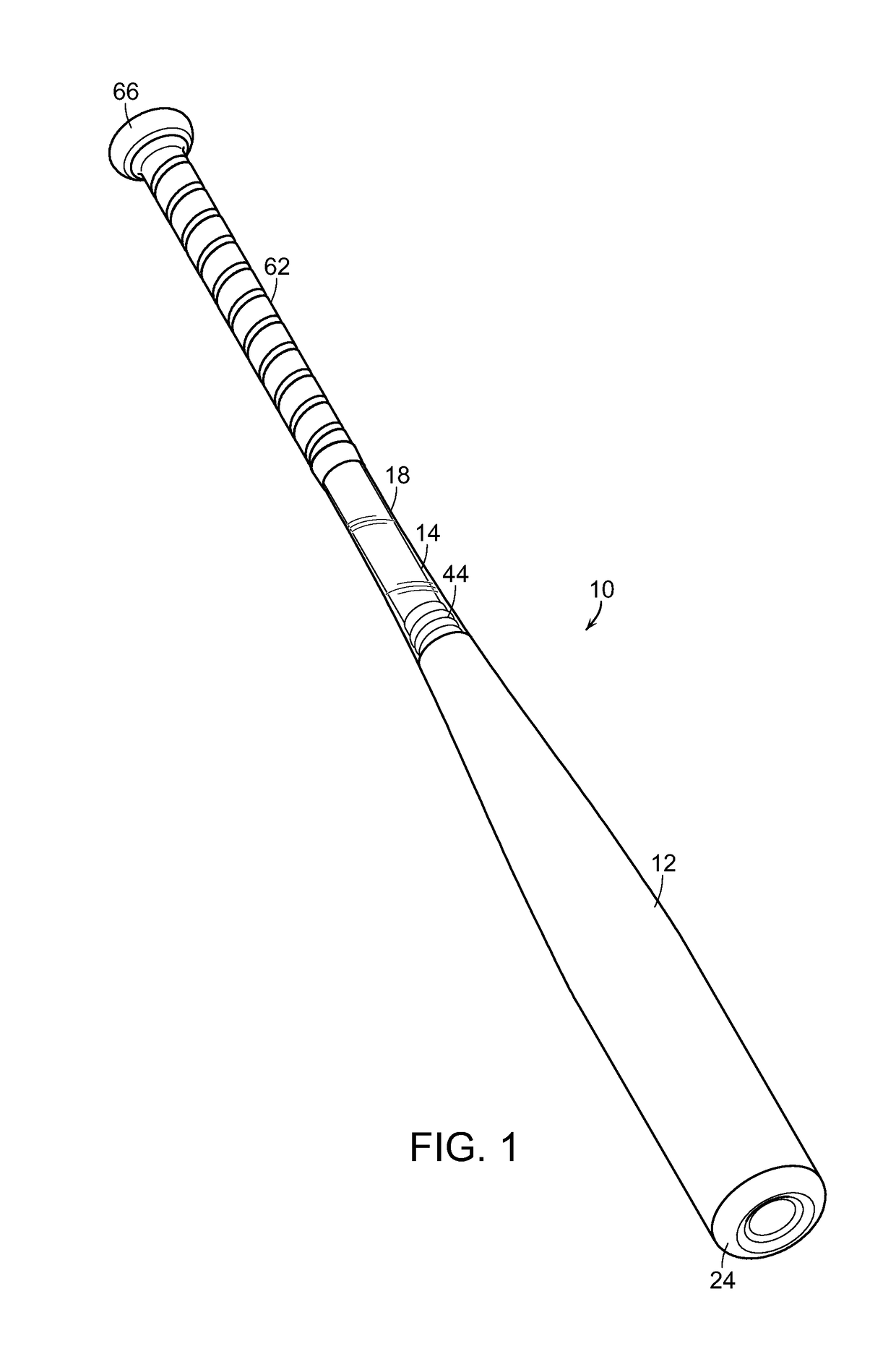 Baseball/softball bat with shock dissipation characteristics and method of manufacturing same