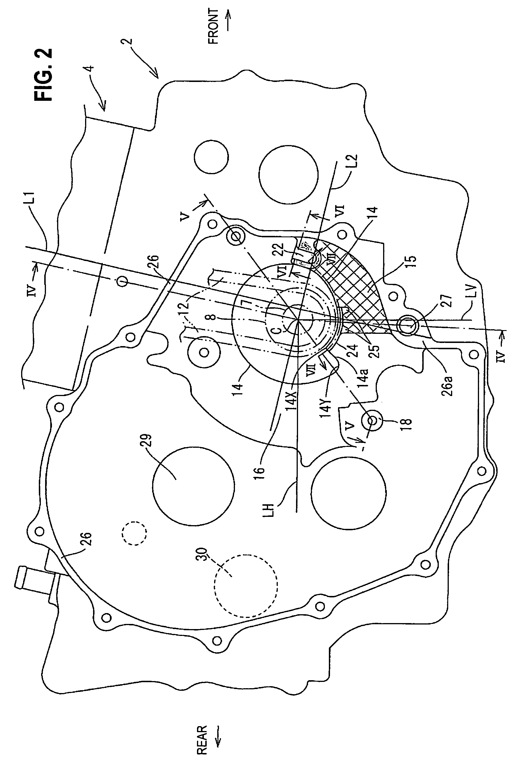 Crankcase structure for an overhead-camshaft internal combustion engine, and engine incorporating same