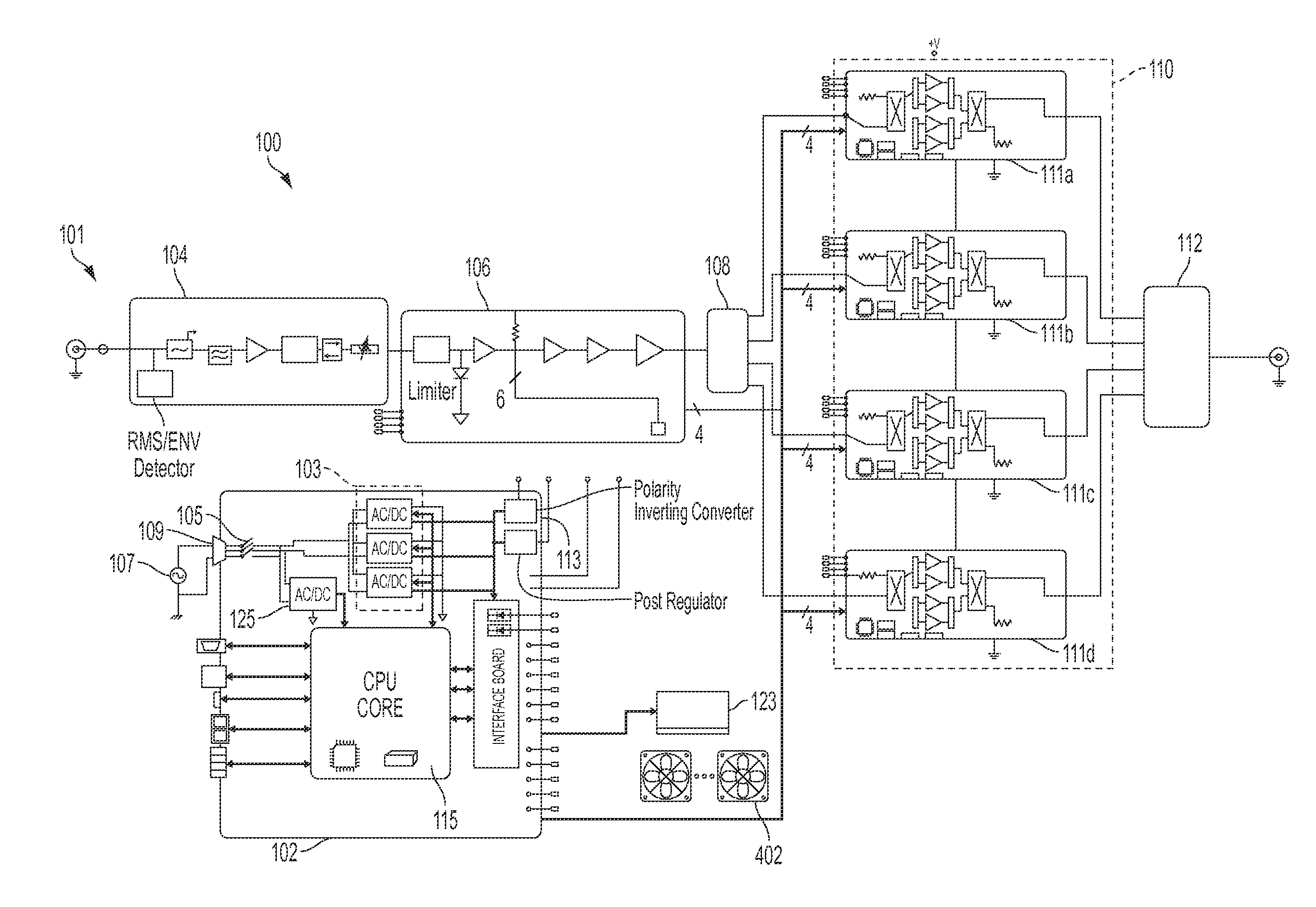 Combiner for an RF power amplifier