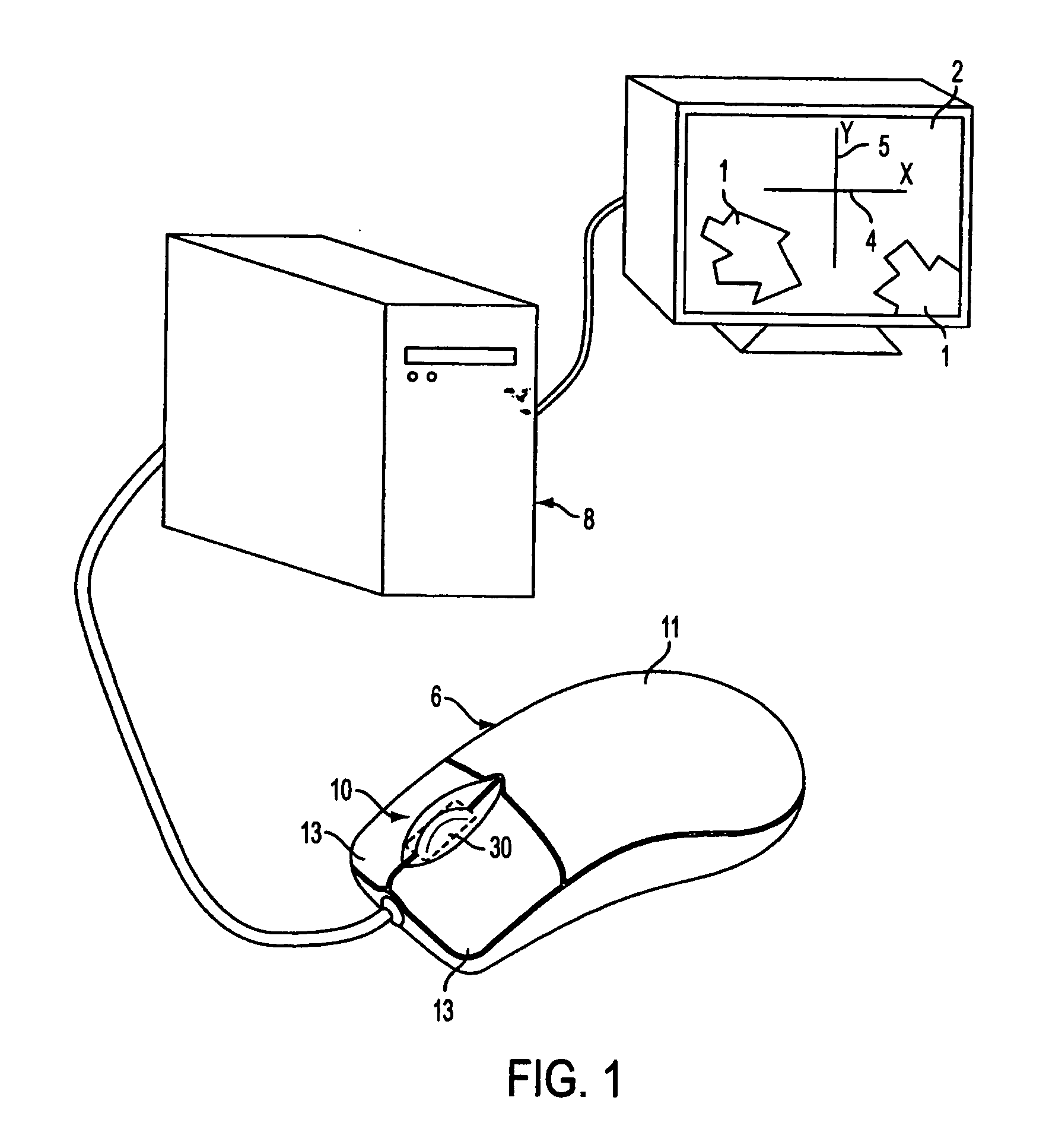 Scroll wheel assembly for scrolling an image in multiple directions