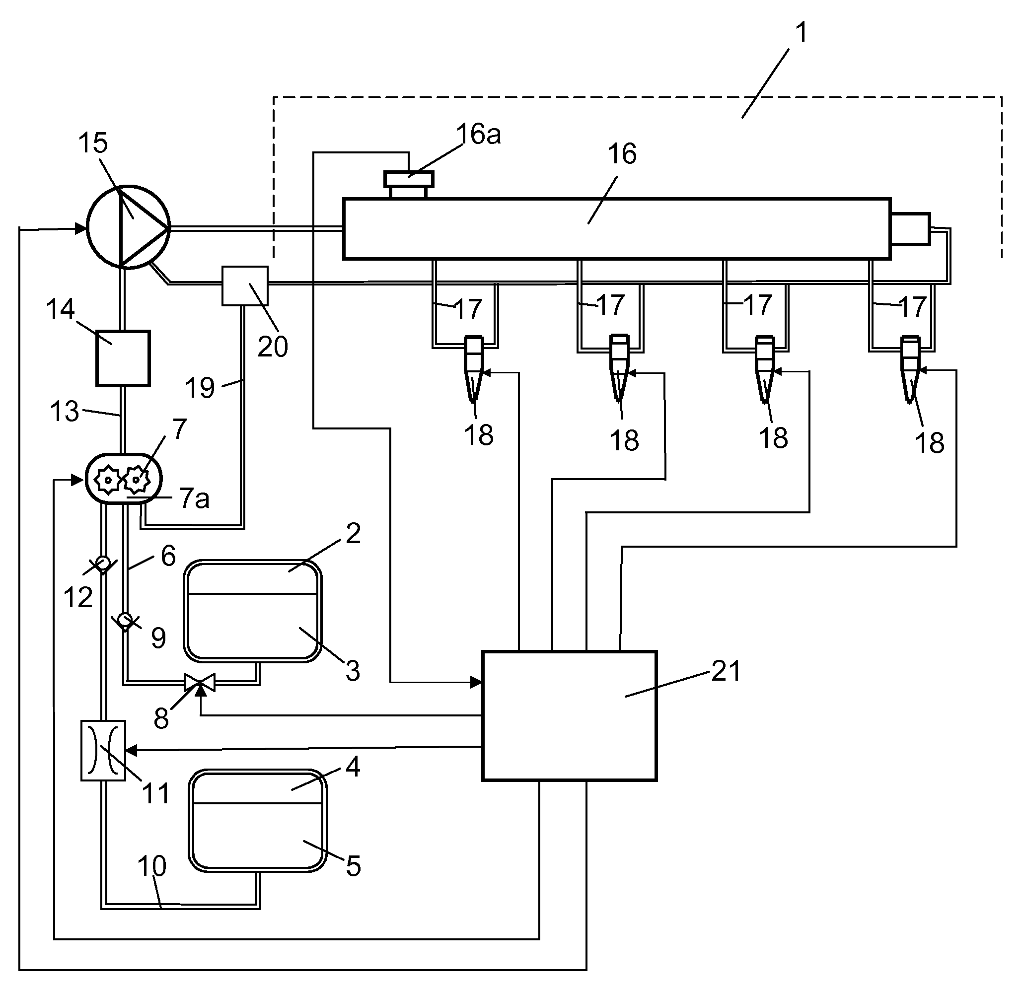 Fuel system for injection of a fuel mixture in a combustion engine