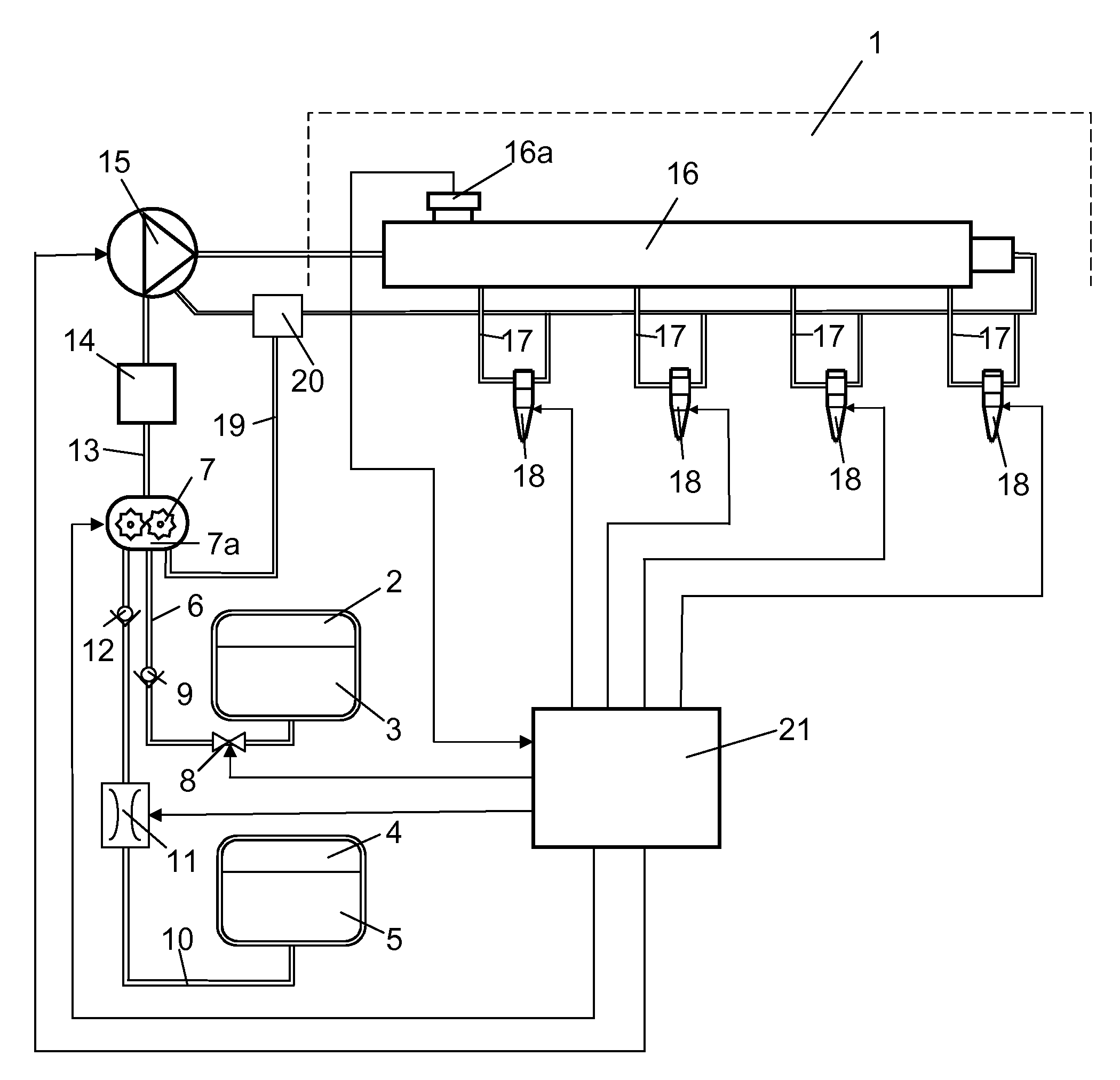 Fuel system for injection of a fuel mixture in a combustion engine