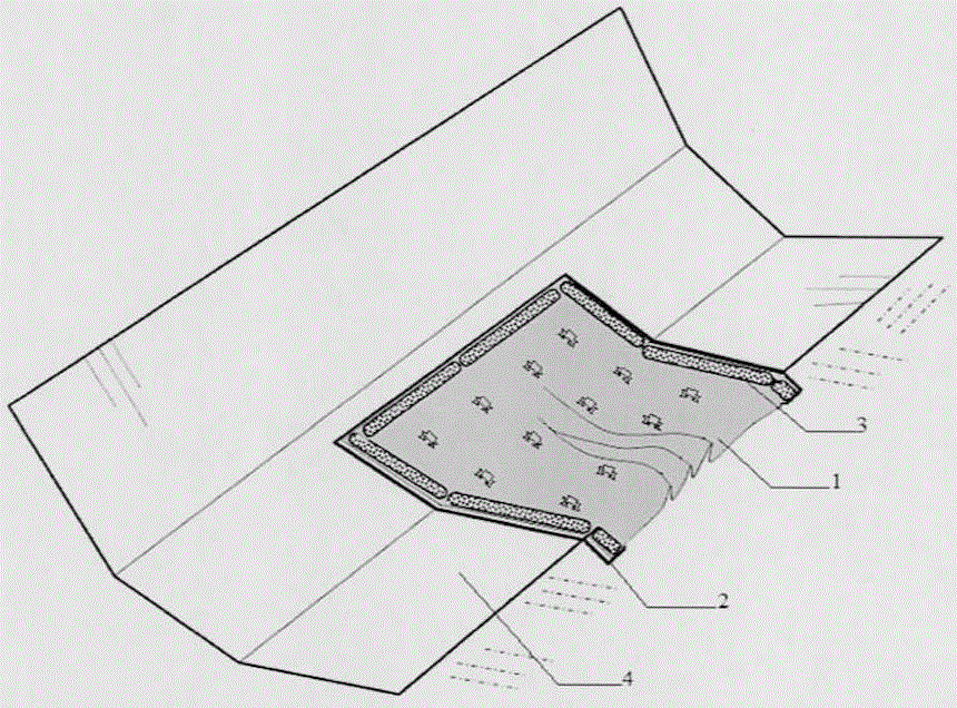 A top membrane water retaining method for underwater maintenance of channel lining