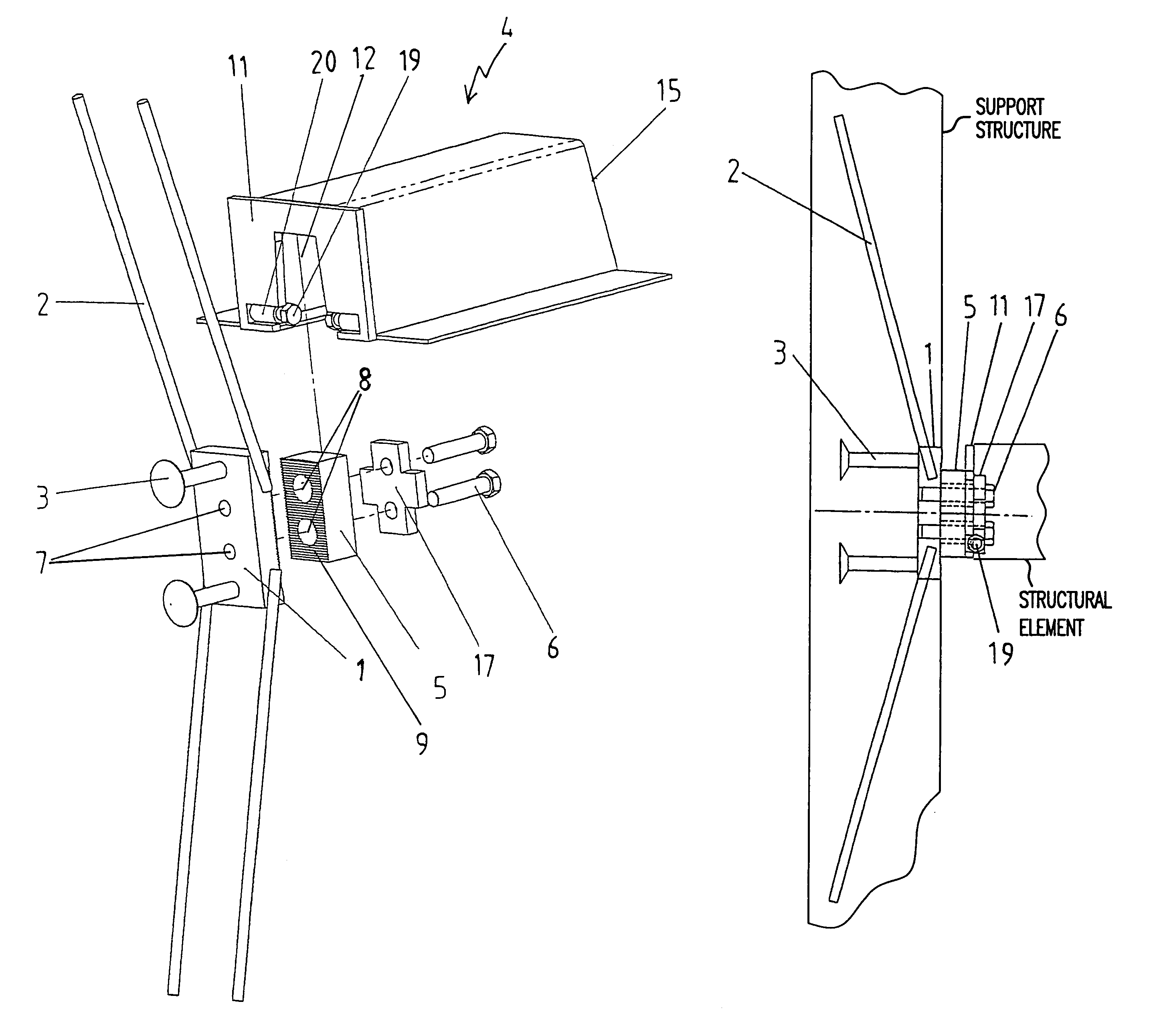 Bracket for supporting structural element to support structure