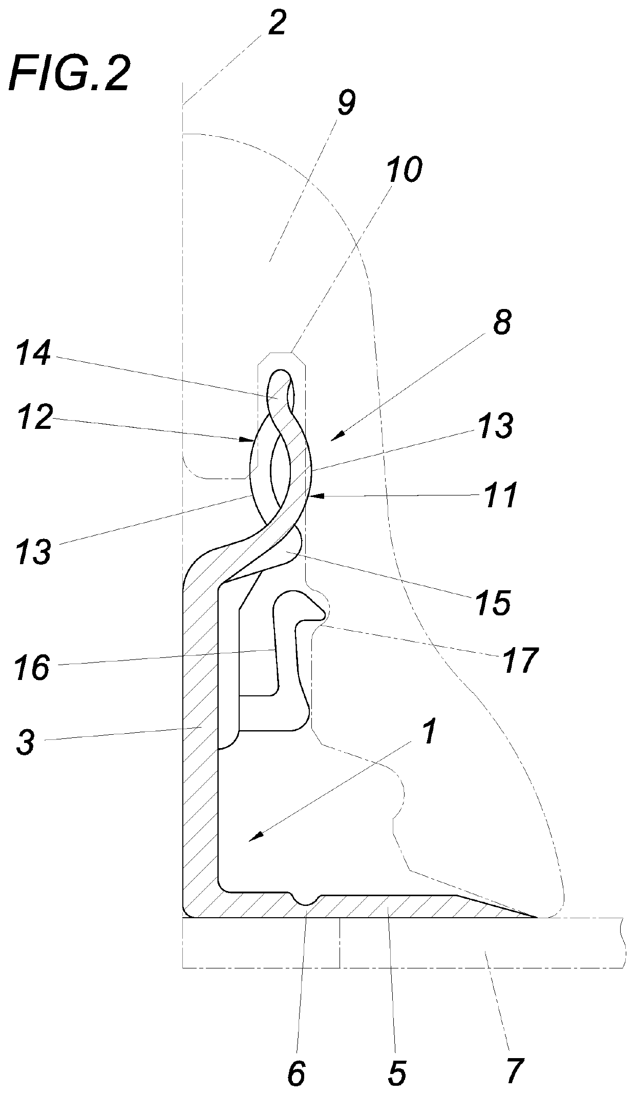 Device for fastening a finishing strip