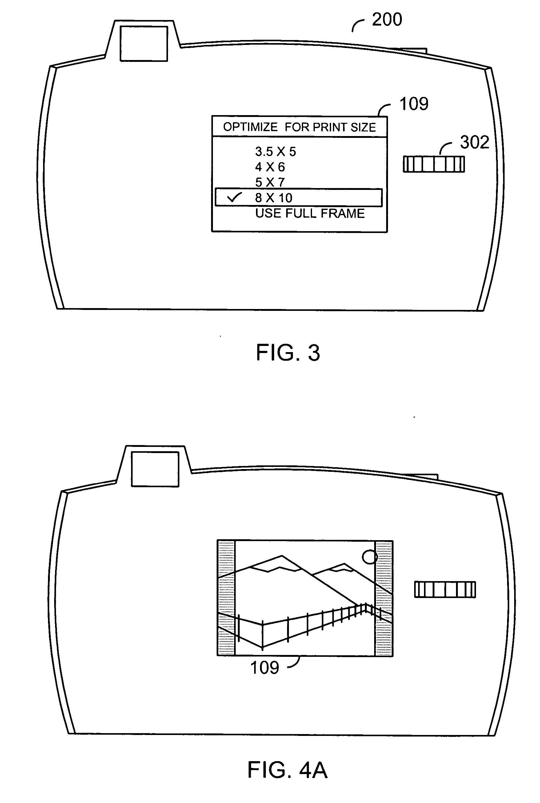 In-camera cropping to standard photo sizes