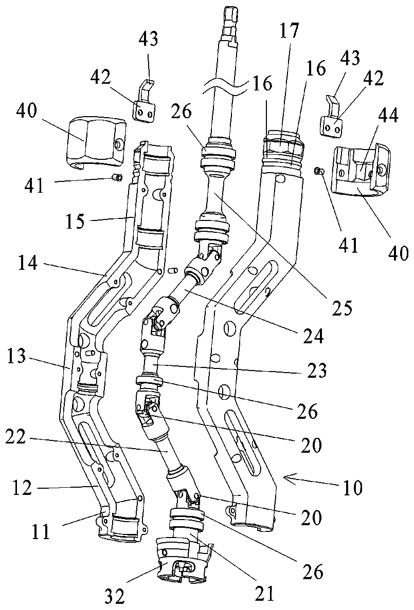 Gear type universal shaft connection anti-blocking acetabulum filing and cup placing self-locking mechanism rod